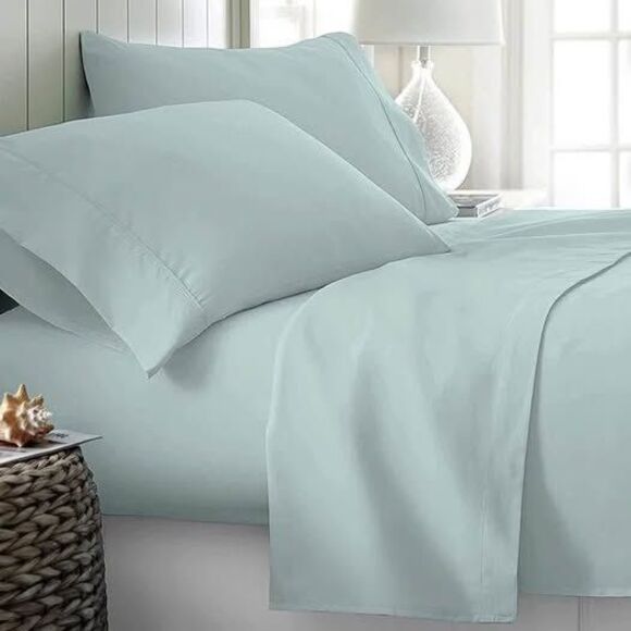 COMFY SHEETS 1000T/C  100% Egyptian Cotton King Light Blue 6 piece set - Picture 1 of 7